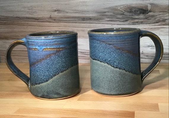 Handmade Ceramic Mugs=-set of 2--slate Twilight--stoneware 14 Oz Coffee Mugs--two  Handcrafted Pottery Mugs - Etsy