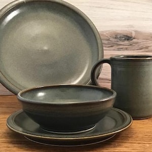 Handmade Pottery Dinnerware--Choose Your Glaze--Handcrafted Ceramic Dinnerware--eight stoneware 4-piece place settings