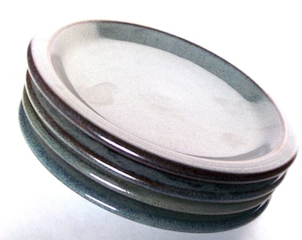 Set of 8 Salad Plates- 8" salad or dessert plate-Handmade stoneware pottery plates--dinnerware-CHOOSE YOUR GLAZE-ceramic dishware