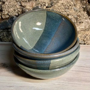 Set of 4 Soup Bowls--handmade ceramic soup/cereal bowl--Slate/Twilight--stoneware bowl--2 cup handcrafted pottery bowls--snack bowls--