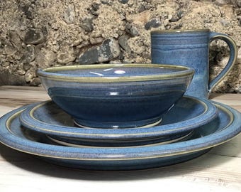 Handmade Stoneware Dinnerware Set for 8--Twilight-pottery dinnerware