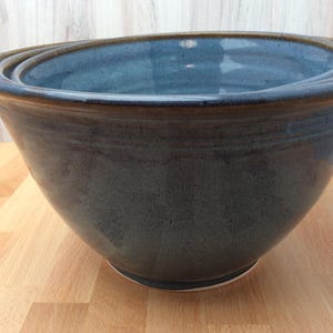 3-piece Nesting Bowl Set--Twilight Blue kitchen bowls--Set of 3 ceramic handmade pottery mixing bowls--ceramic serving and mixing bowls