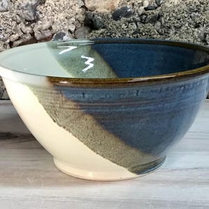 Handmade Pottery 9&quot; Mixing Bowl--Serving Bowl--hand thrown ceramic bowl--salad and fruit bowl-Ivory Twilight--6 cup stoneware serving bowl--