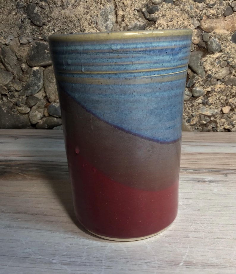 Handmade Ceramic Tumbler, Raspberry Twilight 16-ounce Pottery Cup image 5