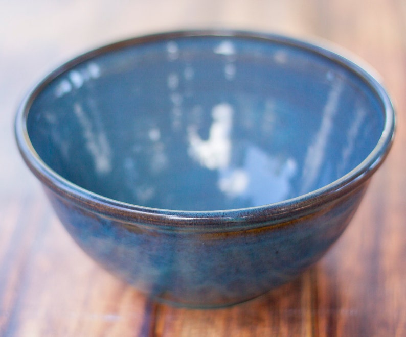 Handmade Pottery 9 Mixing/Serving Bowlstoneware ceramic bowl9 wide mixing bowl-Twilight Blue6 cup pottery kitchen bowlsalad bowl image 2