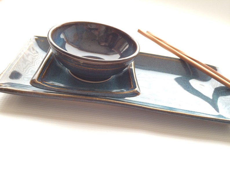 Sushi Serving Set twilight Blue Ceramic Sushi Dinnerware Set Etsy