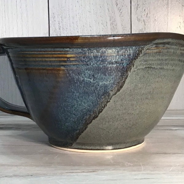 Handled Mixing Bowl--Slate Twilight--handmade ceramic stoneware mixing bowl—mixing bowl with handle and spout-pottery batter bowl--