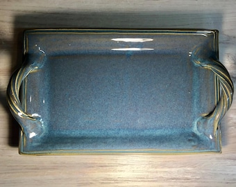 Handled Pottery Serving Tray--Choose Your Glaze--Stoneware 8"x12"Tray with Handles, Ceramic Rectangle Platter