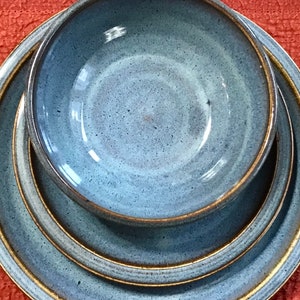 8 3-piece place setting--Twilight-handmade pottery dinnerware set for 8--ceramic dinnerware--8 of each: dinner plate, salad plate, soup bowl