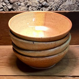 Set of 4 soup bowls--Handmade Ceramic soup/cereal bowls--Sahara/Nutmeg--hand thrown pottery soup/cereal bowls-four 2 cup stoneware bowls--