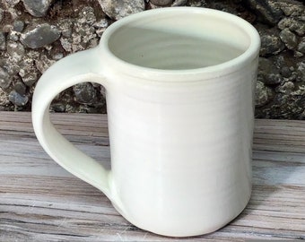 New glaze color! Large Handmade Ceramic Mug--Ivory-- Hand thrown 14-ounce Stoneware Pottery Mug --Handmade Pottery Coffee Mug--