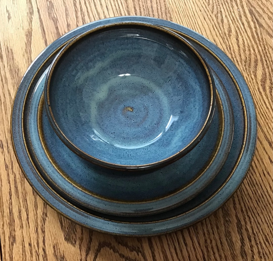 Handmade Pottery Dinnerware Set for 4--twilight Blue--ceramic
