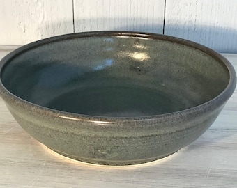 Handmade Stoneware Pasta Bowl--Slate Glaze--5-cup Ceramic Serving Bowl--wide Stoneware Bowl