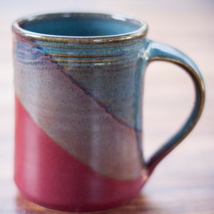 Large 14-ounce Handmade Pottery Mug--Handthrown Stoneware Mug --Pottery Coffee Mug-Raspberry Twilight--in stock READY TO SHIP