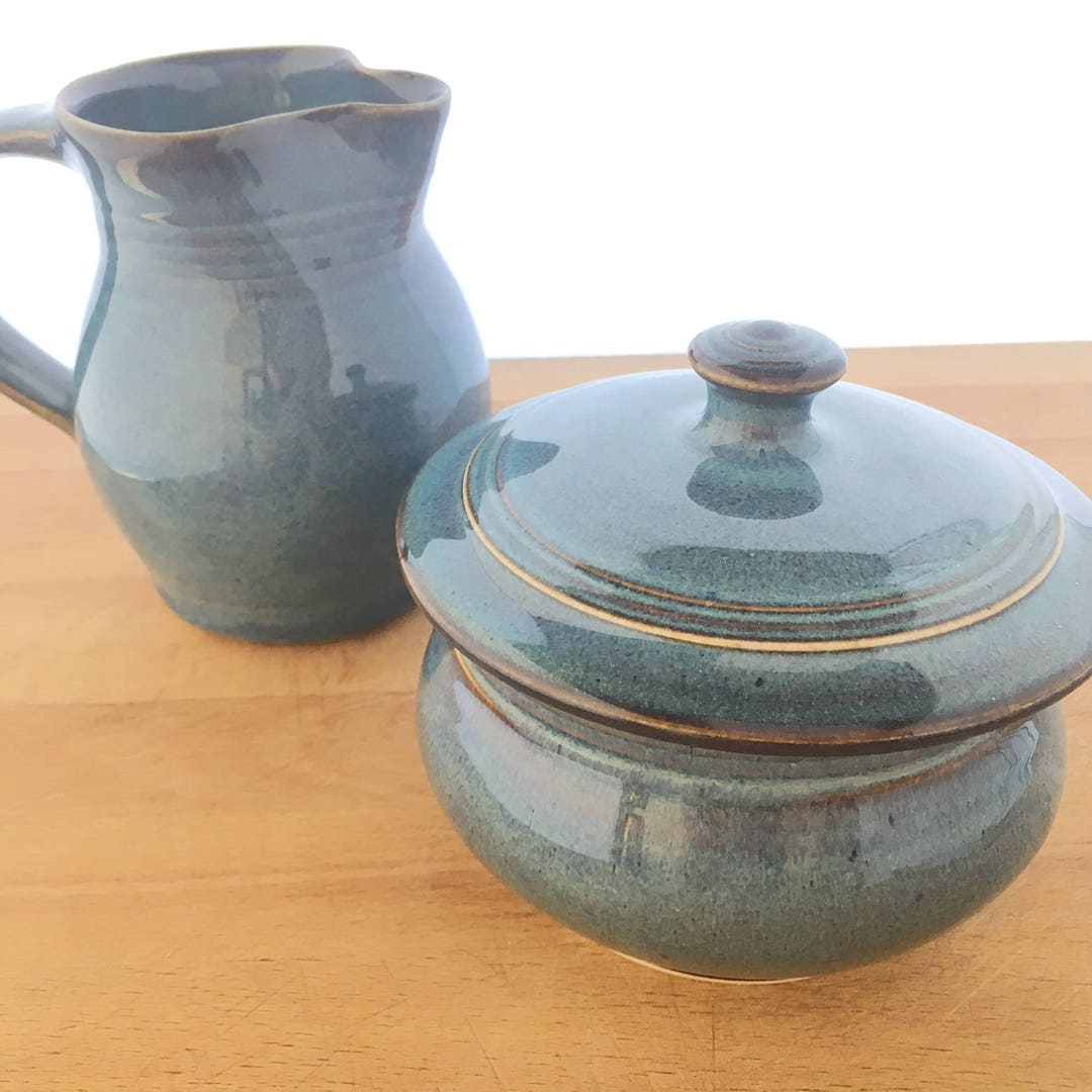 Handmade Pottery Creamer and Sugar Settwilightceramic Sugar Bowl and
