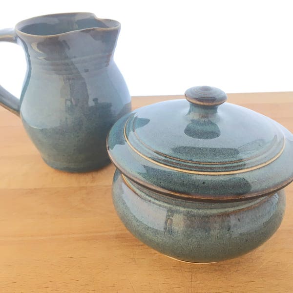 Handmade Pottery Creamer and Sugar Set--Twilight--Ceramic Sugar Bowl and Creamer Set--2-piece sugar creamer set-cream pitcher and sugar bowl