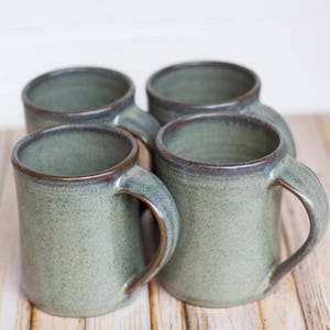Set of 4 Handmade Pottery Mugs--Handmade ceramic coffee tea large 14 oz mugs--Slate Glaze- Hand Thrown Stoneware mugs--Set of Four Mugs