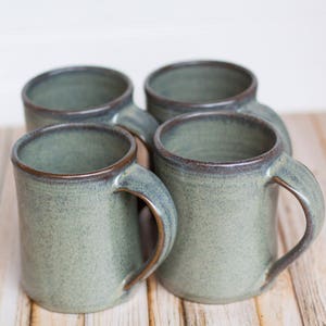 Mugs--Set of 4 Handmade Pottery Mugs--Handcrafted ceramic coffee/tea large 14 oz mugs--Slate--Hand Thrown Stoneware mugs--hot or cold drinks