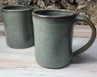 Set of 2 Ceramic Handmade Mugs -- Slate Glaze--handmade pottery coffee/tea mug --set of two Large 14-ounce mugs--Ceramic Stoneware mugs