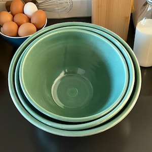 Handmade Pottery Nesting Bowl Set--Choose Your Glaze-- Stoneware set of 3 bowls--Ceramic Mixing Bowl Set