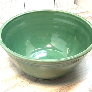 Large 9&quot; handmade pottery mixing and serving bowl-Fern-Hand thrown stoneware mixing bowl--6 cup hand crafted ceramic fruit or salad bowl--