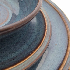 Set of 4 Dinner Plates-handmade pottery dinnerware set of 4-dinner plates-Twilight Bluehandmade ceramic dishwarestoneware dinner plates image 4