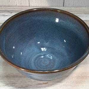 Handmade Pottery 9 Mixing/Serving Bowlstoneware ceramic bowl9 wide mixing bowl-Twilight Blue6 cup pottery kitchen bowlsalad bowl image 4