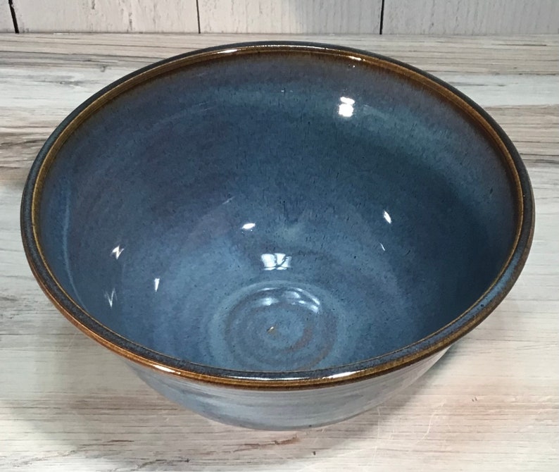 Handmade Pottery 9 Mixing/Serving Bowlstoneware ceramic bowl9 wide mixing bowl-Twilight Blue6 cup pottery kitchen bowlsalad bowl image 4