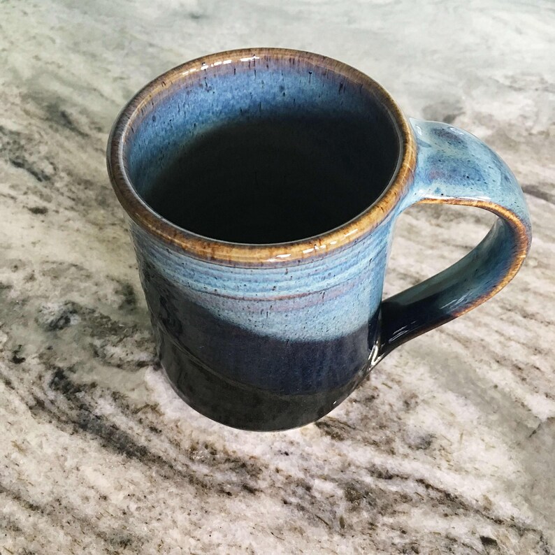Blue Green Large Handmade Mug -- Handthrown Ceramic Stoneware Mug -- Large Twilight Blue Olive Green Ceramic Green Handmade Mug