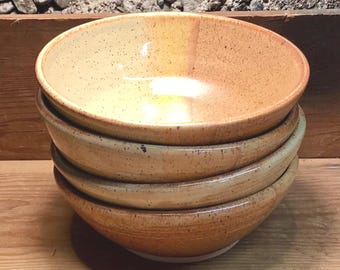 4 Handmade Pottery Soup Bowls--Nutmeg Sahara--2-cup Stoneware Bowls--Handcrafted Ceramic Bowl Set