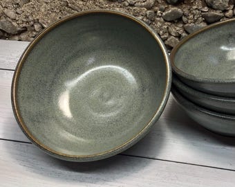 2 Handmade Pottery Soup Bowls--Slate Glaze--Handcrafted Ceramic 2-cup Bowls--Set of 2 Stoneware Bowls