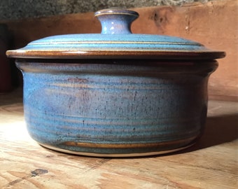 Handmade Pottery Round Butter Dish/Lid--Twilight--ceramic butter dish--hand thrown stoneware serving/storage dish--holds 1/2 pound butter