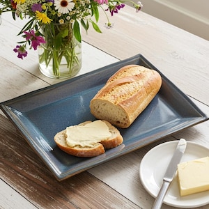 Handmade Pottery Serving Tray--Twilight--8"x12" Ceramic Bread/Appetizer Platter--Stoneware Tray