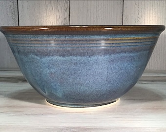 Handmade Pottery 9" Mixing/Serving Bowl--stoneware ceramic bowl--9" wide mixing bowl-Twilight Blue--6 cup serving bowl--READY TO SHIP