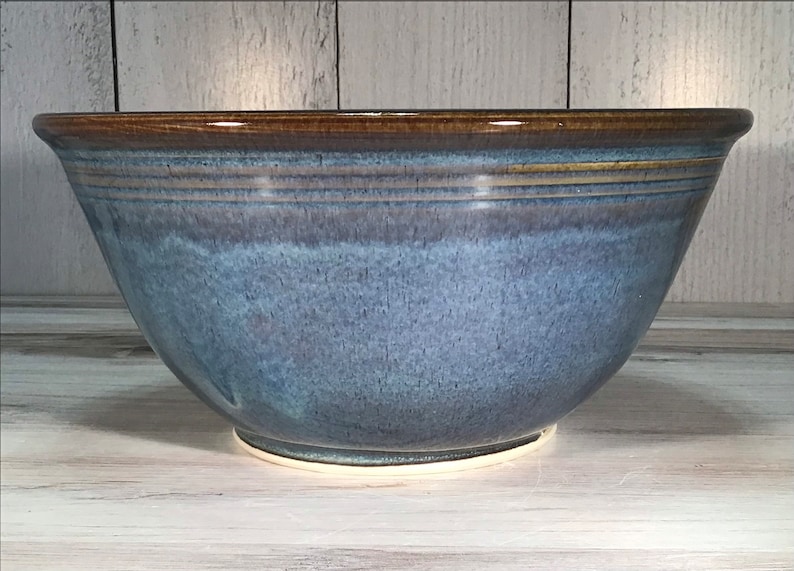 Handmade Pottery 9 Mixing/Serving Bowlstoneware ceramic bowl9 wide mixing bowl-Twilight Blue6 cup pottery kitchen bowlsalad bowl image 1