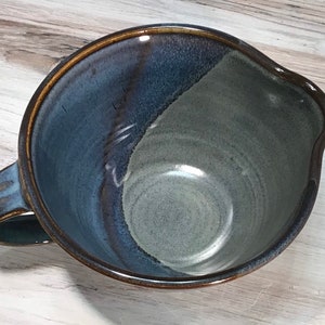 Handled Mixing Bowl--Handmade Pottery Bowl--Slate/Twilight--handcrafted ceramic batter bowl—Stoneware mixing bowl with handle and spout--