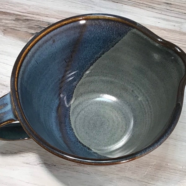 Handmade Pottery Handled Mixing Bowl--Slate/Twilight--6-cup Batter Bowl--Ceramic Bowl