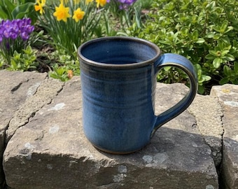 Handmade Pottery Mug--Twilight Blue--Stoneware Coffee Cup-Large 14 oz ceramic mug
