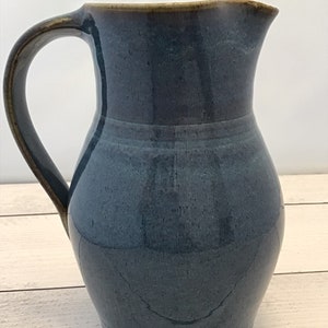 Handmade Pottery Pitcher-45-ounce ceramic pitcher--hand-thrown stoneware pitcher-- water pitcher--Beverage service--Twilight Blue Glaze--