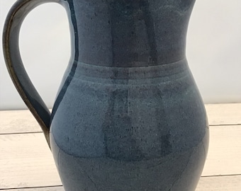 Handmade Pottery Pitcher-45-ounce ceramic pitcher--hand-thrown stoneware pitcher-- water pitcher--Beverage service--Twilight Blue Glaze--