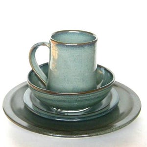 Handmade Pottery Dinnerware--Choose Your Glaze--Handcrafted Ceramic Dinnerware--Single Stoneware 4-piece place setting