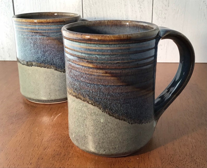 Set of 2 Large Handmade Ceramic Mugs Hand Crafted Etsy