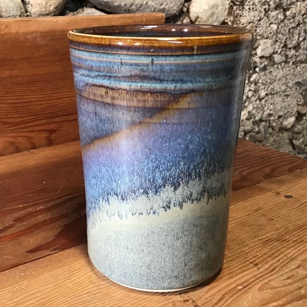 Single Handmade Pottery Tumbler Cup --Slate/Twilight--Ceramic Tumbler Cup--Handmade Stoneware pottery-16-ounce tumbler--Cold Beverage Cup