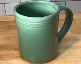 Large Handmade Stoneware Mug--Pottery Coffee/Tea Mug--large 14oz ceramic mug-Fern Green--hand thrown pottery mug--