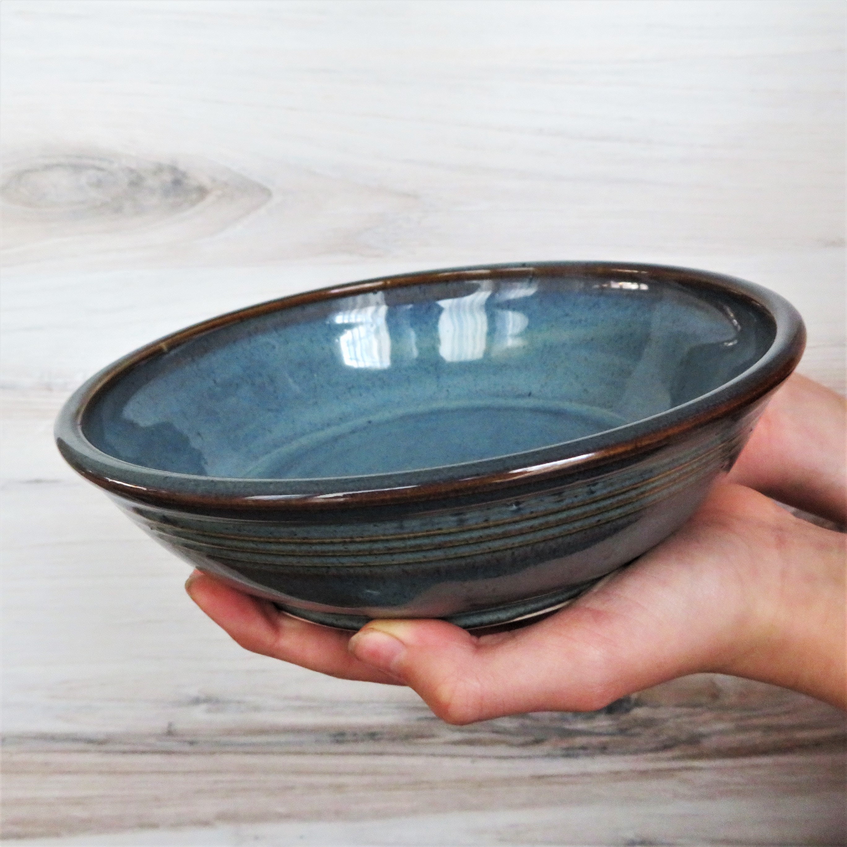 handmade pottery pasta bowlceramic bowlblue kitchen bowl