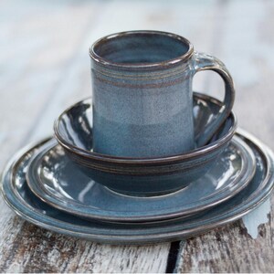 4 Handmade Pottery Dinnerware 4-piece Place Settings--Twilight Glaze