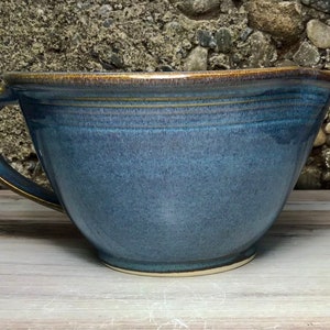 Handmade Pottery Handled Mixing Bowl--Twilight--Ceramic mixing bowl with handle and pour spout-Stoneware 6 cup batter bowl--READY TO SHIP