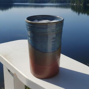 Handmade Ceramic Tumbler, Raspberry Twilight 16-ounce Pottery Cup image 6