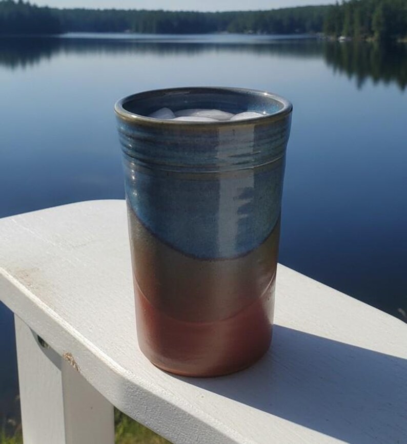 Handmade Ceramic Tumbler, Raspberry Twilight 16-ounce Pottery Cup image 6