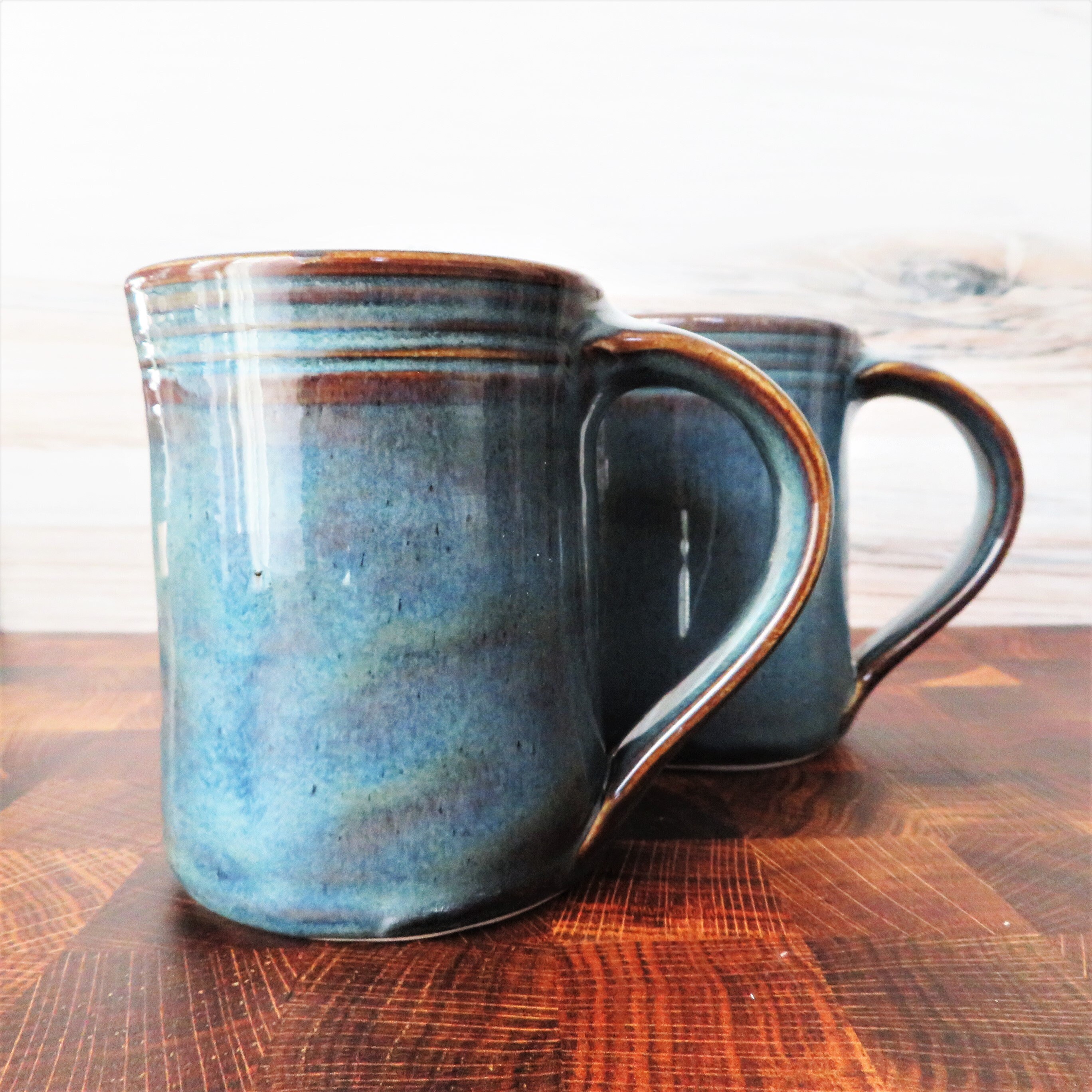 Blue Ceramic Mugs Set of 2 Twilight Blue14oz coffee mugsHand thrown pottery coffee mugs